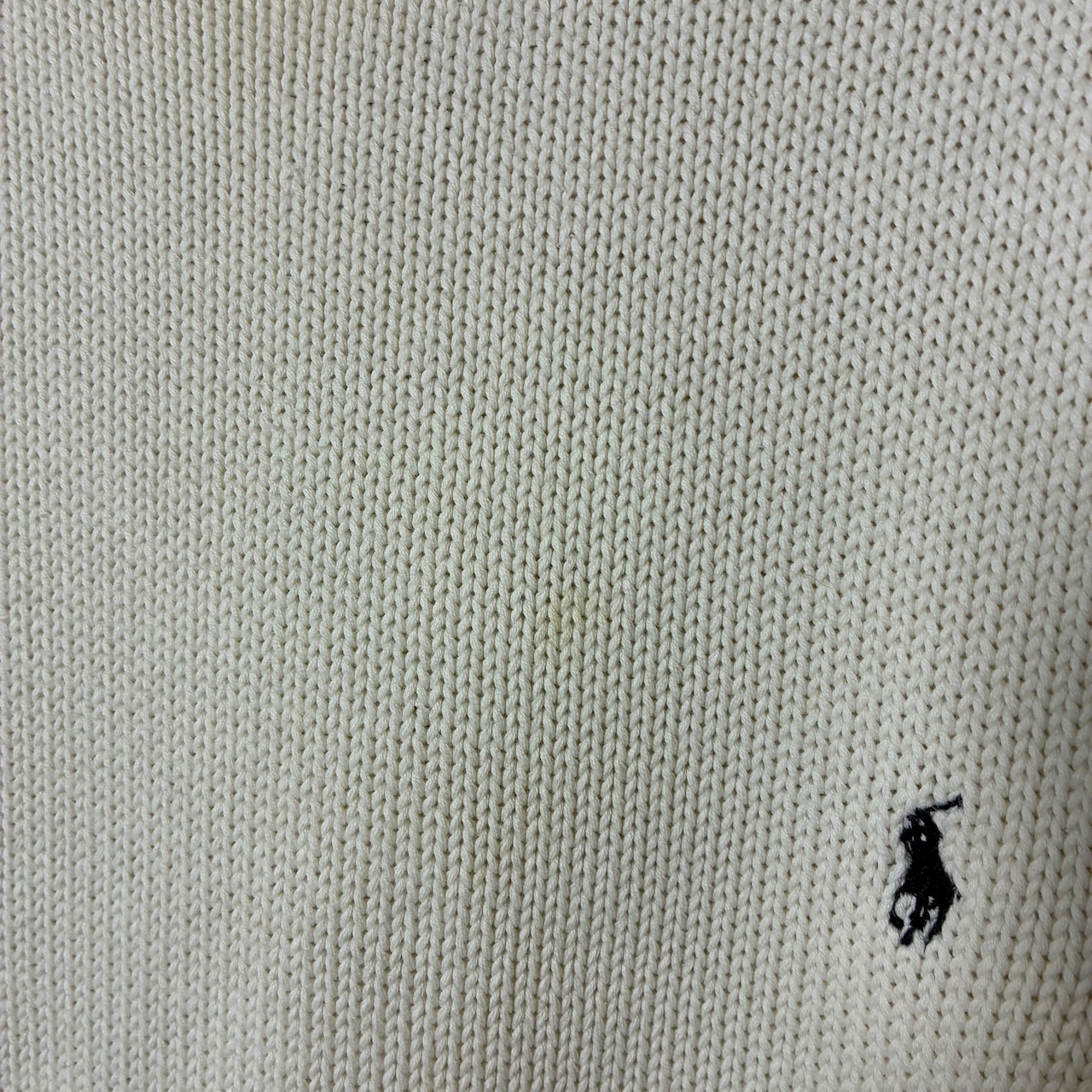 90s POLO RALPH LAUREN コットンニット　生成り　ホワイト　L  紺ポニー