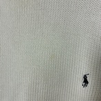 90s POLO RALPH LAUREN コットンニット　生成り　ホワイト　L  紺ポニー