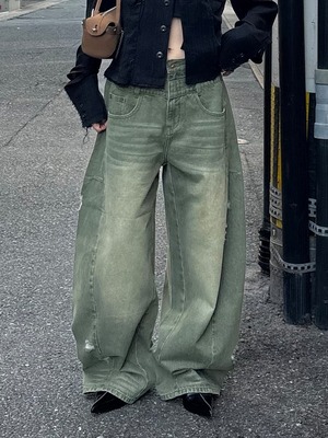 【26AW | WOMEN】Feng Chen Wang フェンチェンワン / パンツ / Green Washed Denim Pants  FUF22TR33