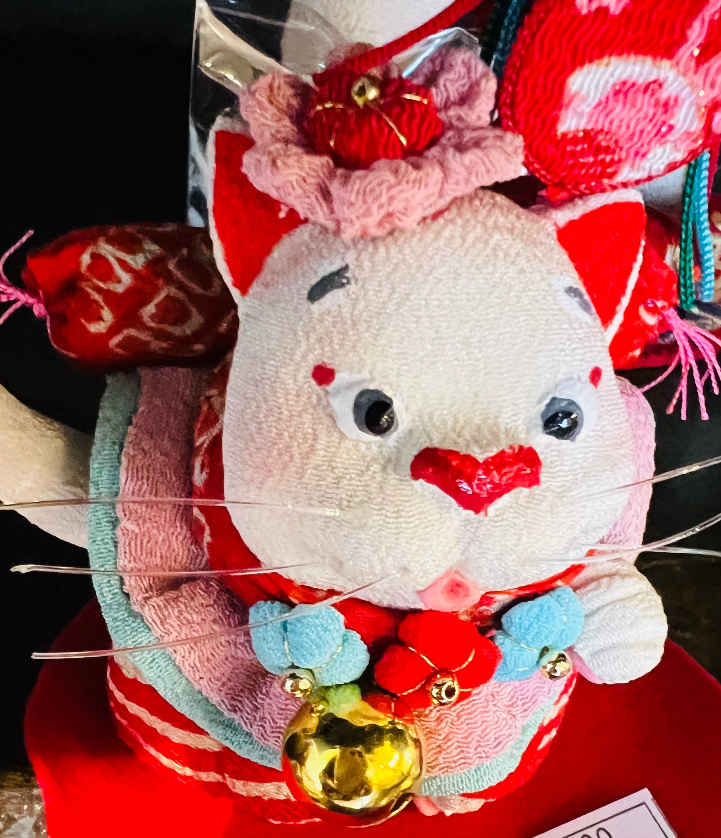 古布創作人形｜招きにゃんこ（右手）太鼓④｜上原装子 | manekinekoya