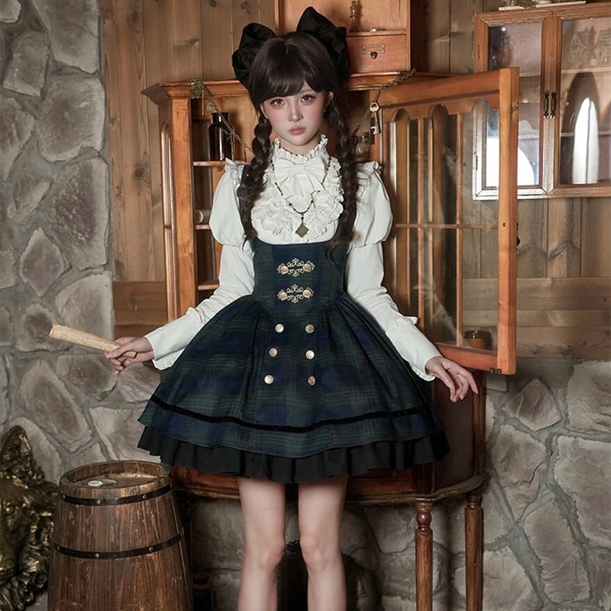 ロリータファッション 森ガール風 レトロ5点セット ショートスカート