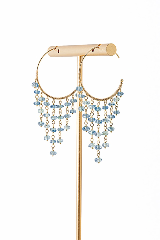 ブルージルコン シャンデリアピアス