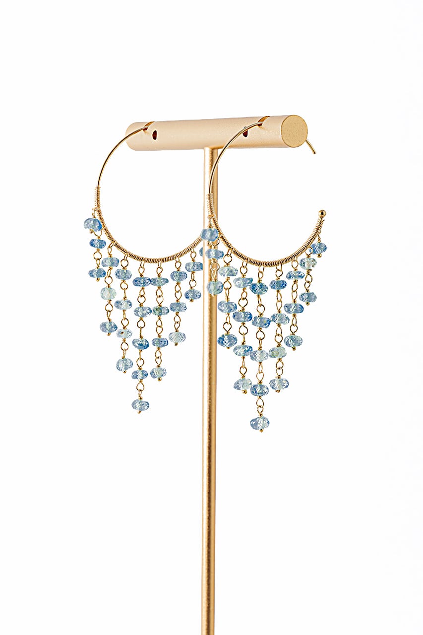 ブルージルコン シャンデリアピアス