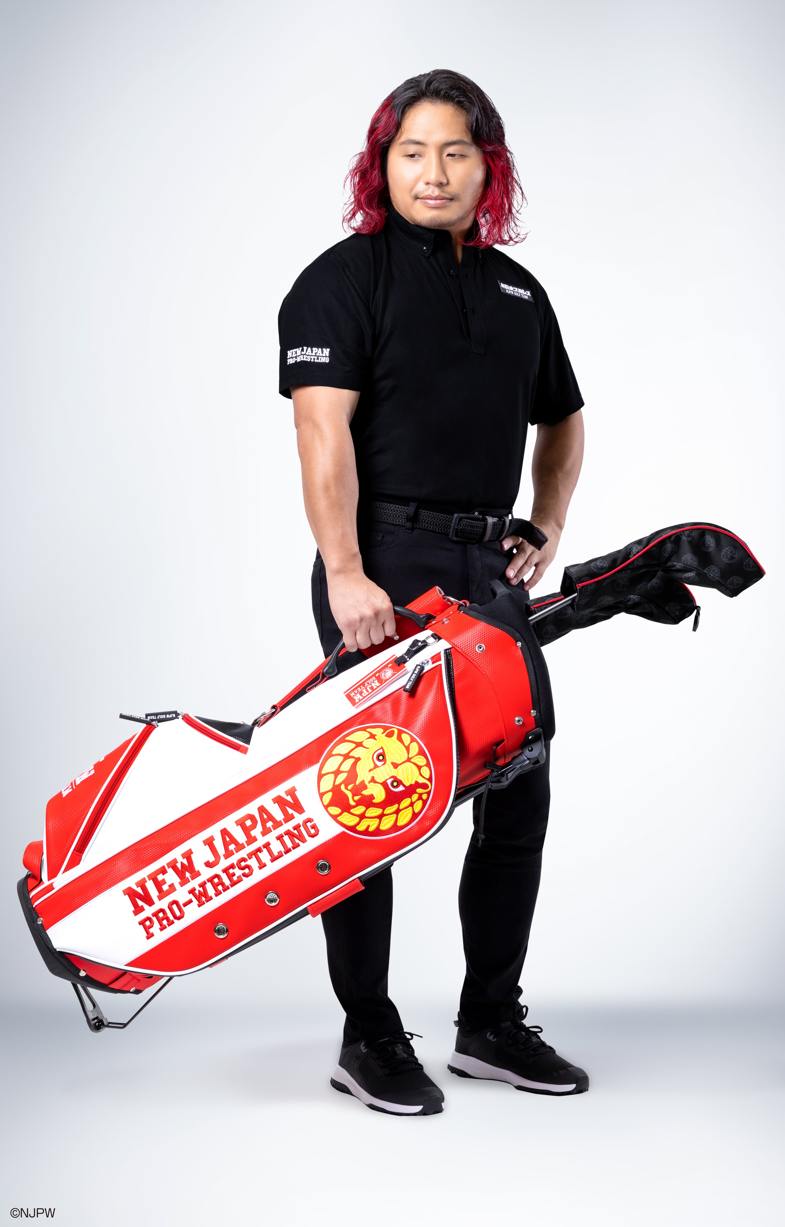 ⛳予約受付中⛳【初回150本限定】新日本プロレス キャディバッグ<スタンドタイプ>　限定特典→ ストレートタイプヘッドカバー（ドライバー用）付き