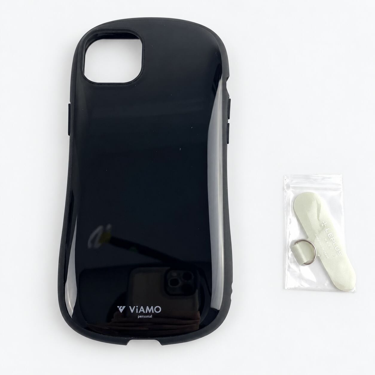 iPhone 14 Plus ケース ソリッドブラック 耐衝撃ハイブリッド ViAMO personal 光沢塗装 ストラップホール 挟み込みシート付