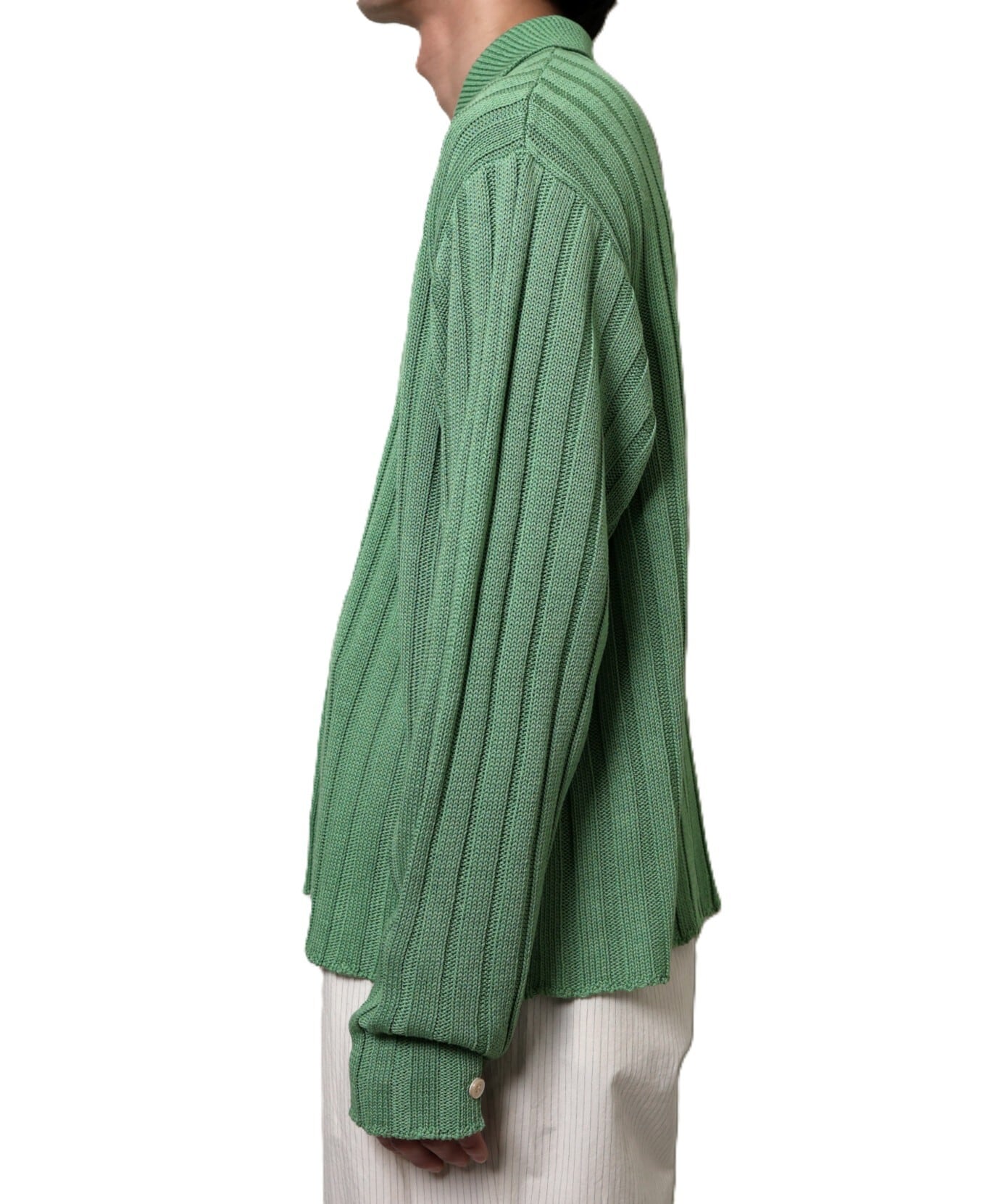 MATSUFUJI / M261-0501 / WIDE RIB KNIT SHIRT (GREEN) | AfterSchool