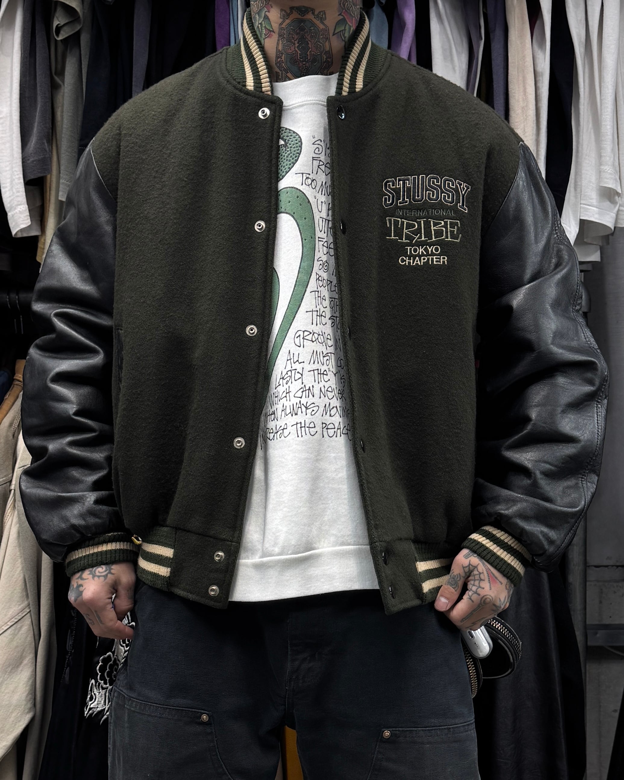 STUSSY “MA-1 Type” wool jacket ※美品 00's old stussy Design Wool Jacket 