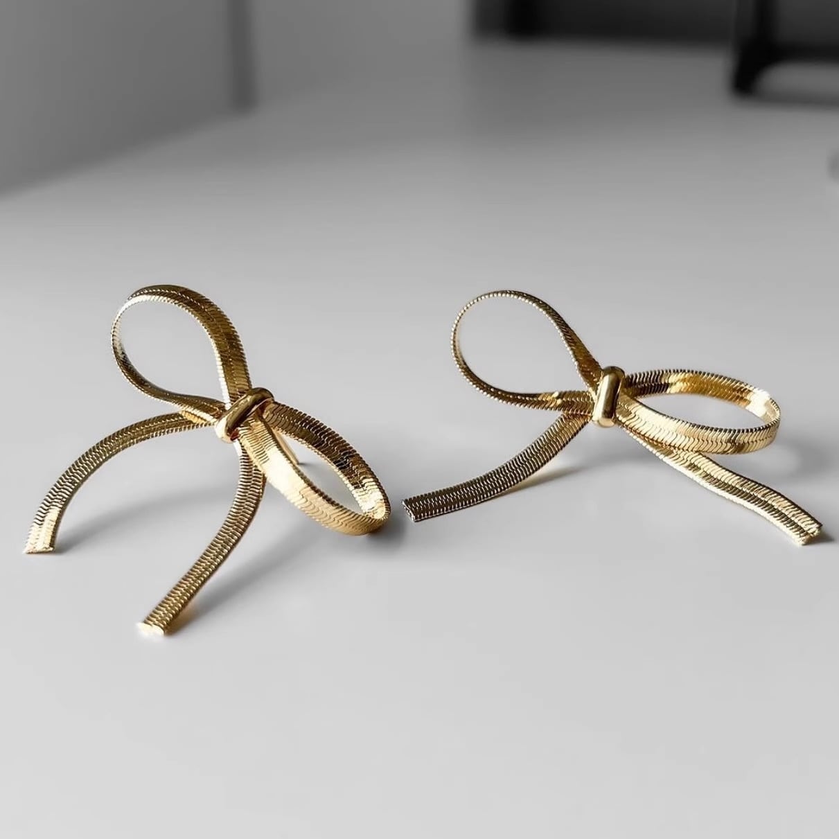 パール シフォン クリア フラワー ボタン リボン ピアス イヤリング