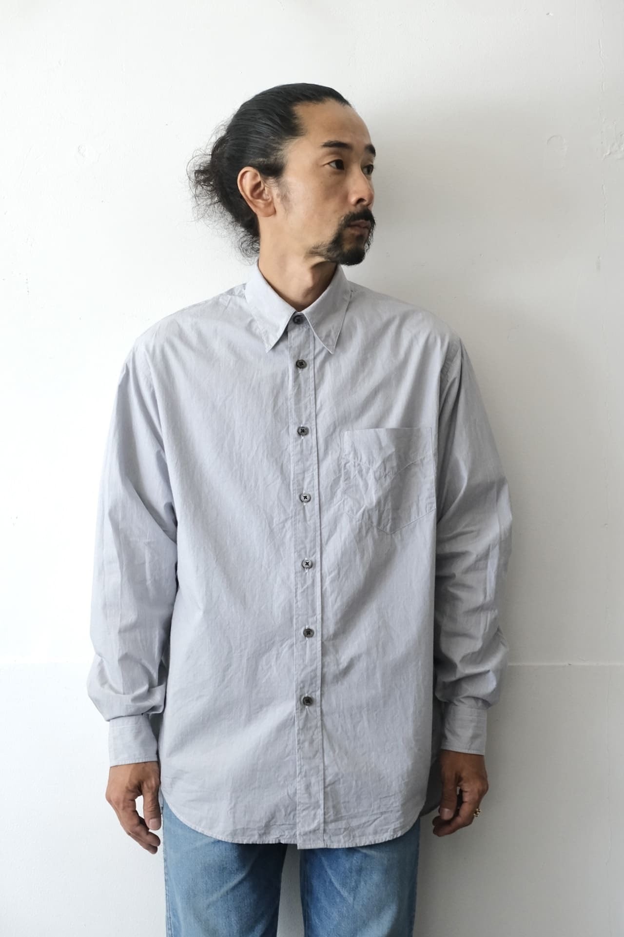 FUJITO Snap B.D Shirt Sax Stripe,Charcoal Stripe | Directors Web Shop