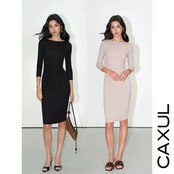 Boat Neck Slim Dress/2color