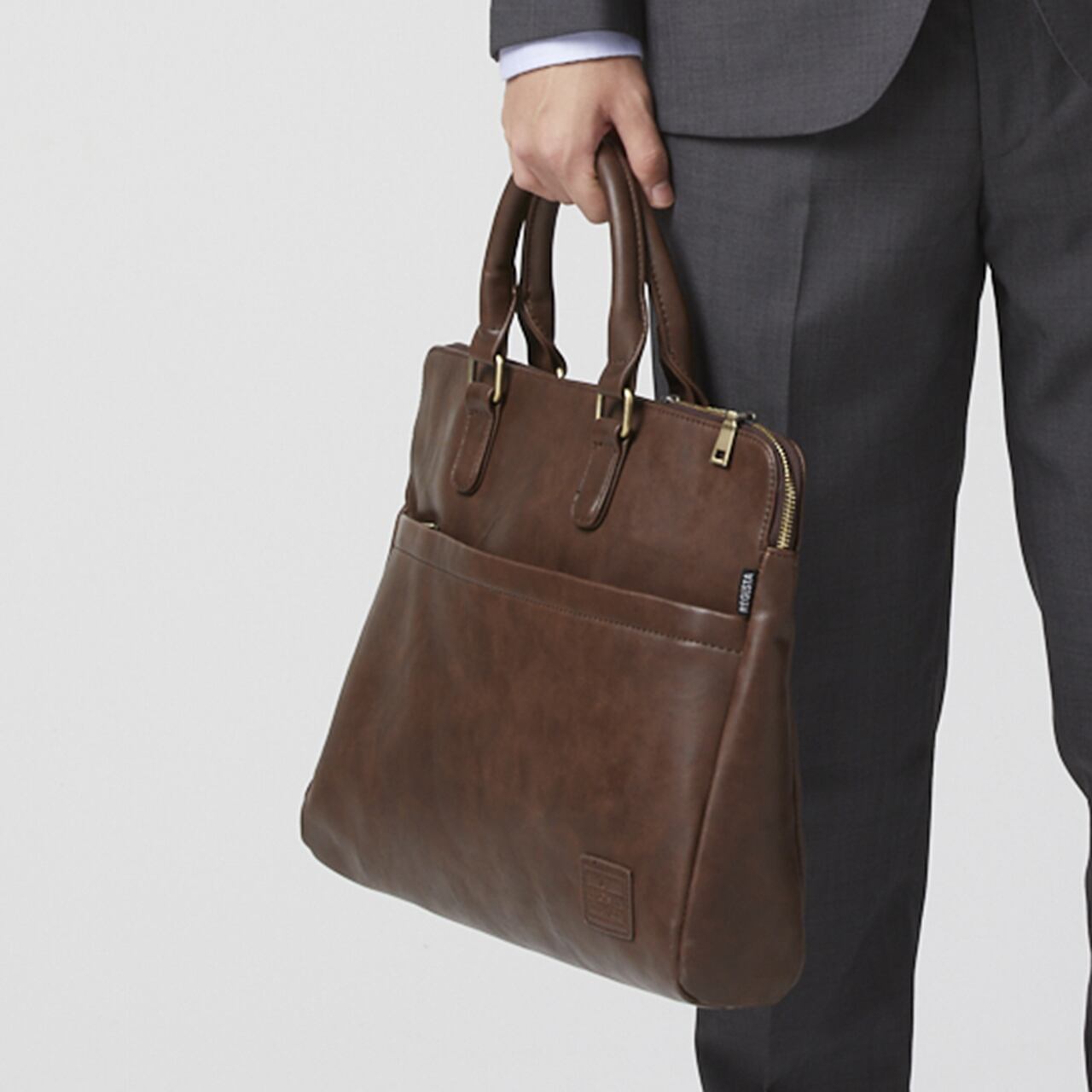 ブラウンレザー ビジネスバッグ MEN バッグ ビジネスバッグ フェイクレザー ブラウン 67 | mira ミラ