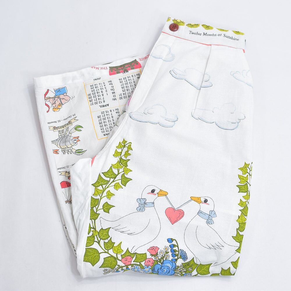 Remakeリメイク ヴィンテージ テキスタイル パッチワーク デザイン 再構築 ワイド ルーズシルエット バギーパンツ ツギハギ 古着 裏地付き レディースW72~84cm