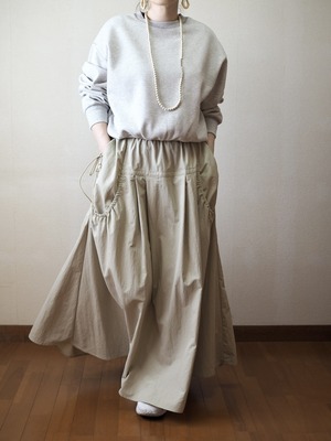 デザインロングスカート <カーキベージュ>