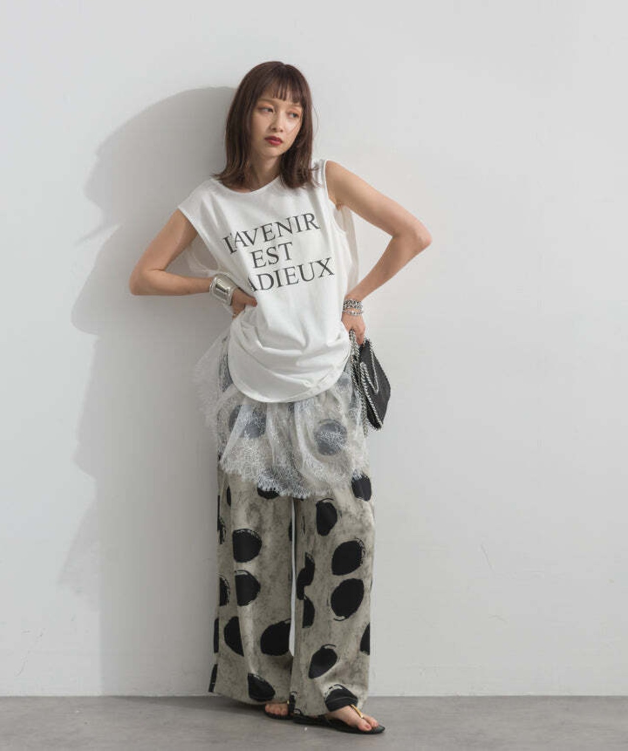 AE2972 ロゴフレンチスリーブプルオーバー offwhite