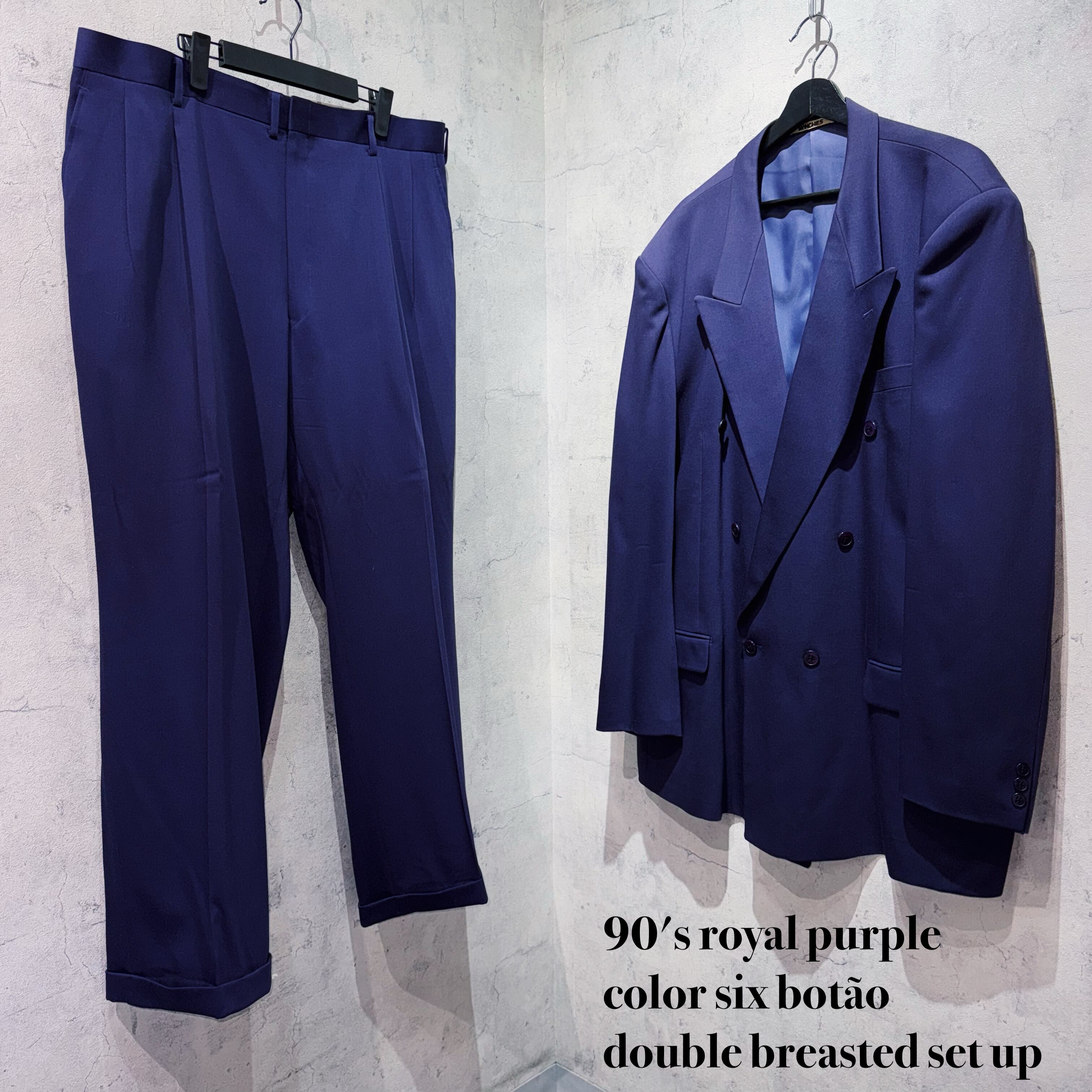 90's royal purple color six botão double breasted set up