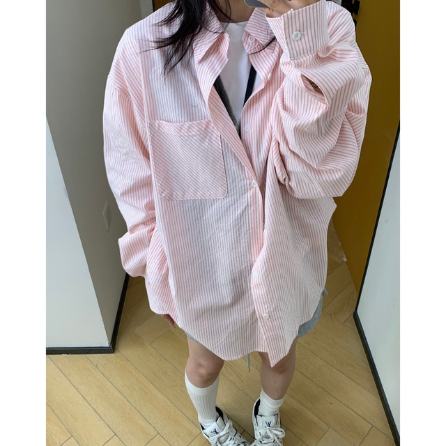 oversized color striped shirt　オーバーサイズカラーストライプシャツ　J0871