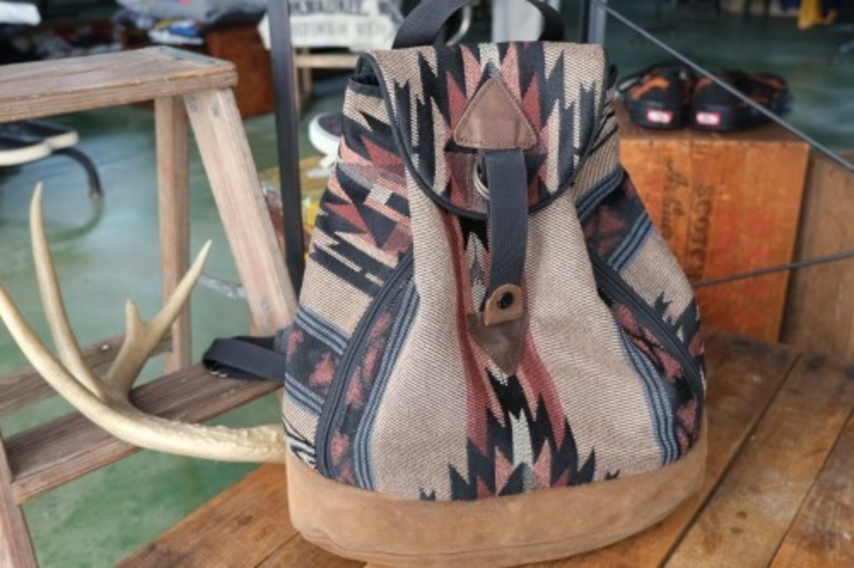90's native tapestry leather bottom Backpack | GARYO