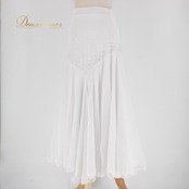 社交ダンス 衣装 スカート レッスンウェア ホワイト系 白 練習着 レース ラインストーン シンプル 清楚 上品 フォーマル スタンダード 白系 オールホワイト ストーン きらきら 光沢 無地 フレア プリーツ風 リボン風 ウエストゴム 伸縮性 体型カバー かわいい エレガント ダンス衣装 スタンダードダンス モダン フォーマルダンス インナー ベージュ系ではない白 スカート単品