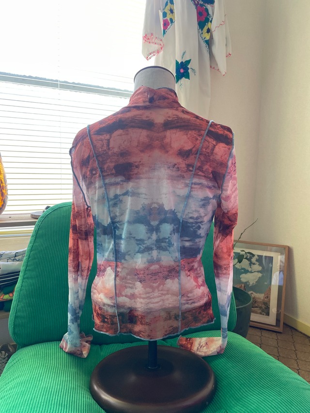 00s Vintage  Graphic Sheer Top