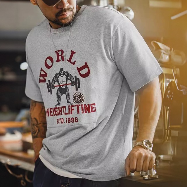 Vintage design gorilla weightlifting t-shirt 00581