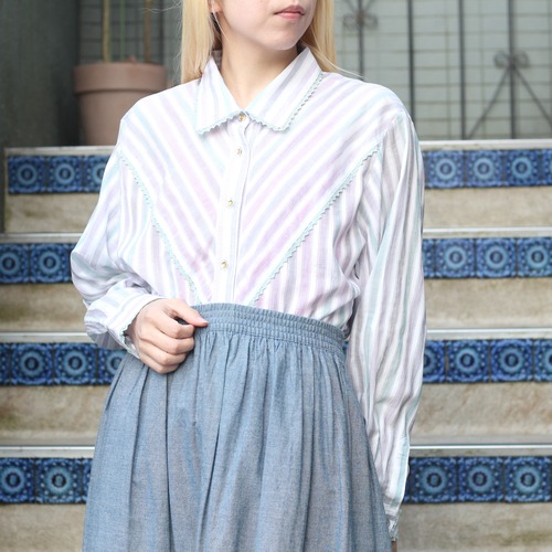 RETRO VINTAGE LEBE TOKYO STYLE STRIPE PATTERNED SHIRT/レトロ古着ストライプ柄シャツ