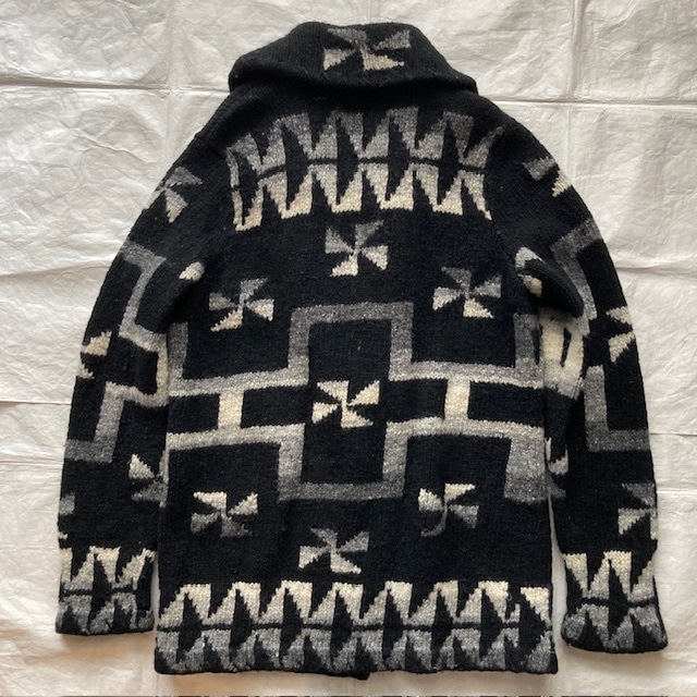 Ralph Lauren ラルフローレン ハンドニットカーディガン 90s 風車柄 ネイティブ柄 コンチョ ブラック ヴィンテージ古着 M 画像2