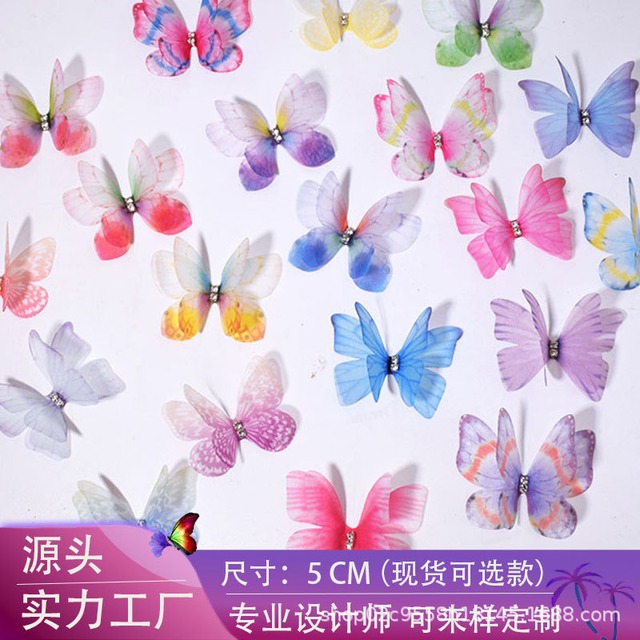 手作り二層チュール蝶の羽 5cm ヘアピン用アクセサリー