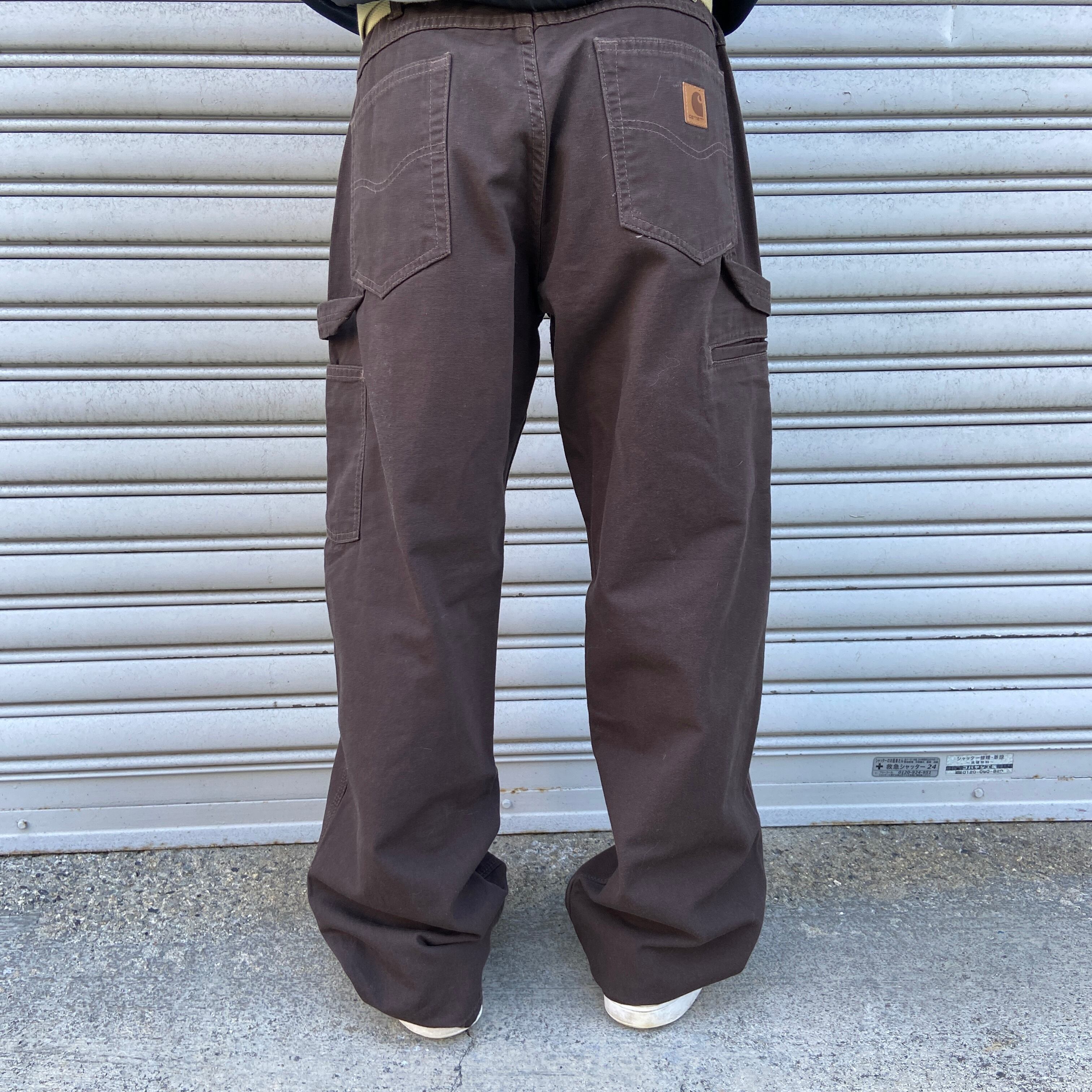 TH186【US輸入】Carhartt　ワークパンツ【メンズ42】ブラウン系