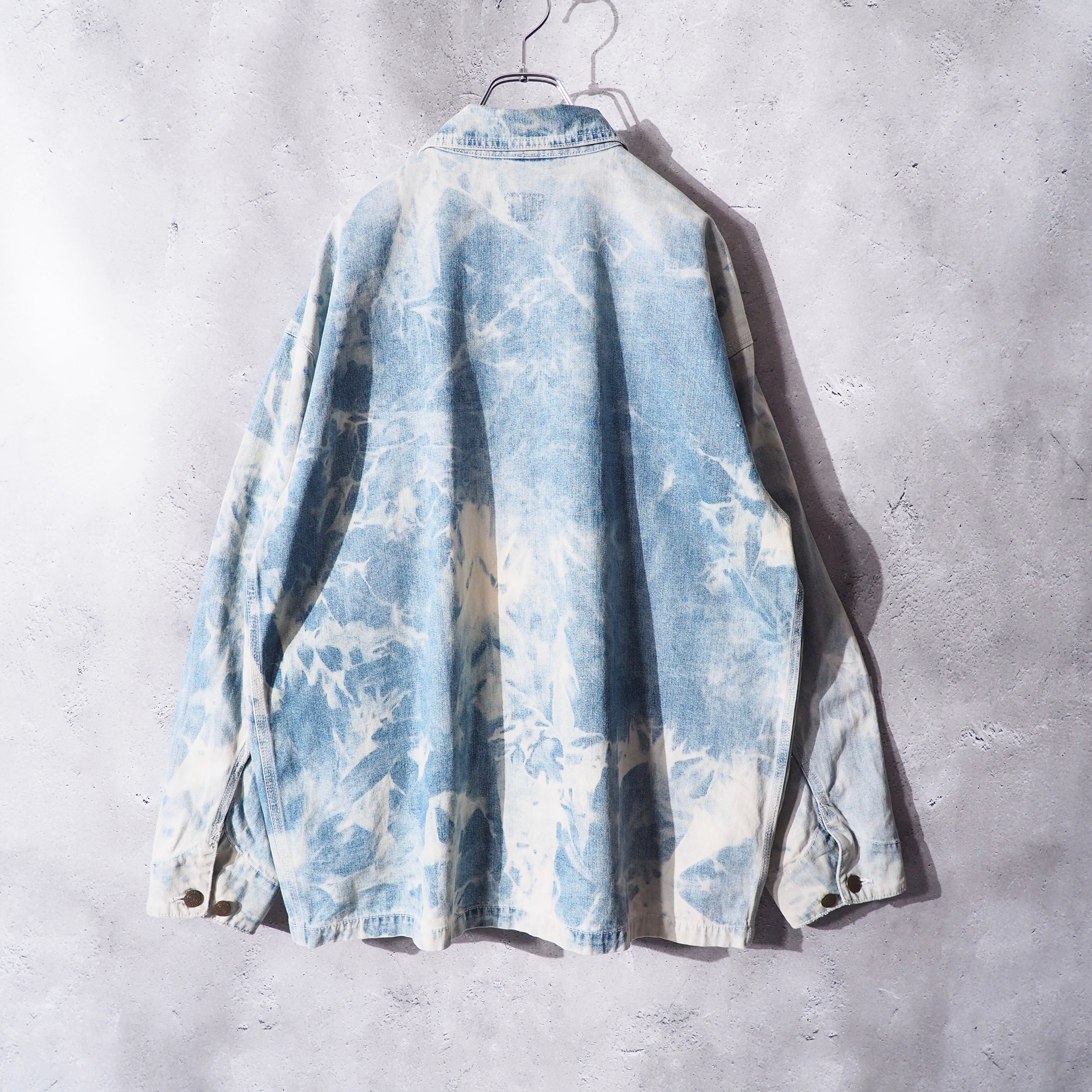 1990s " 白雷 " Bleach dyed vintage loose Denim jacket
