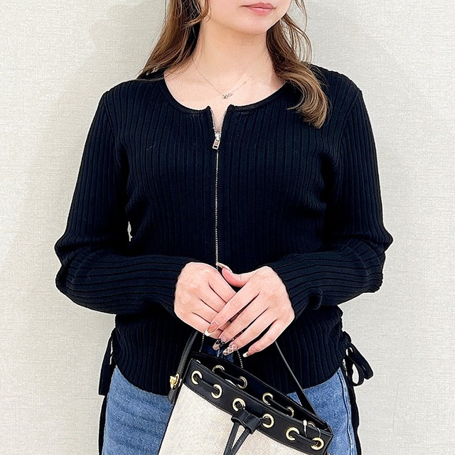 Wジップニットカーディガン レディース ニットカーデ 秋冬 ダブルジップ 20代 30代 40代