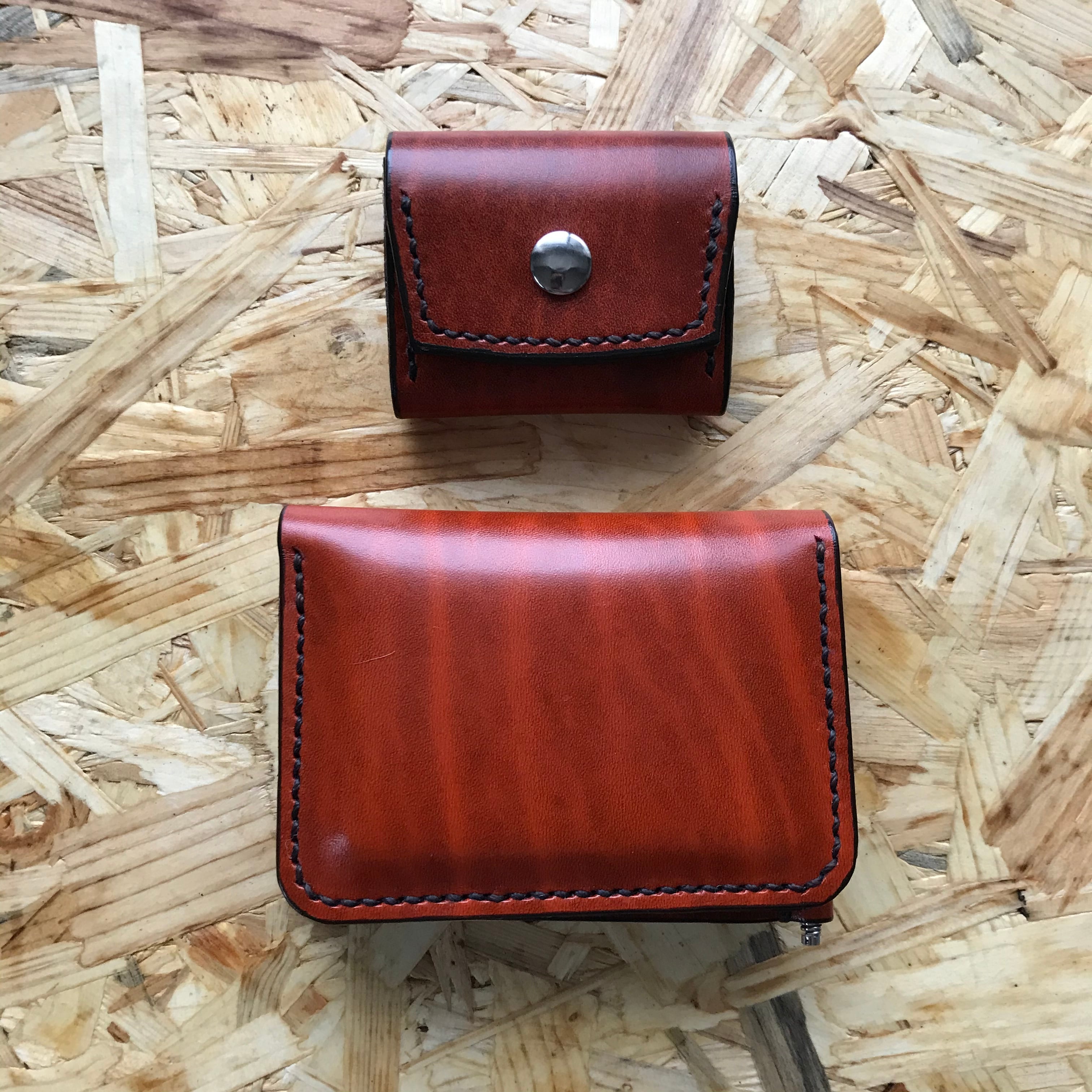 【siro 2点セット】マネークリップ  ハンドメイド  本革  二つ折り MURA マネークリップ 二つ折り財布 小銭入れ付き 牛本革 メンズ