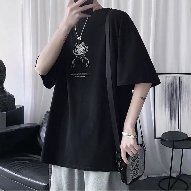 韓国メンズファッション】イラストプリントTシャツ カジュアル