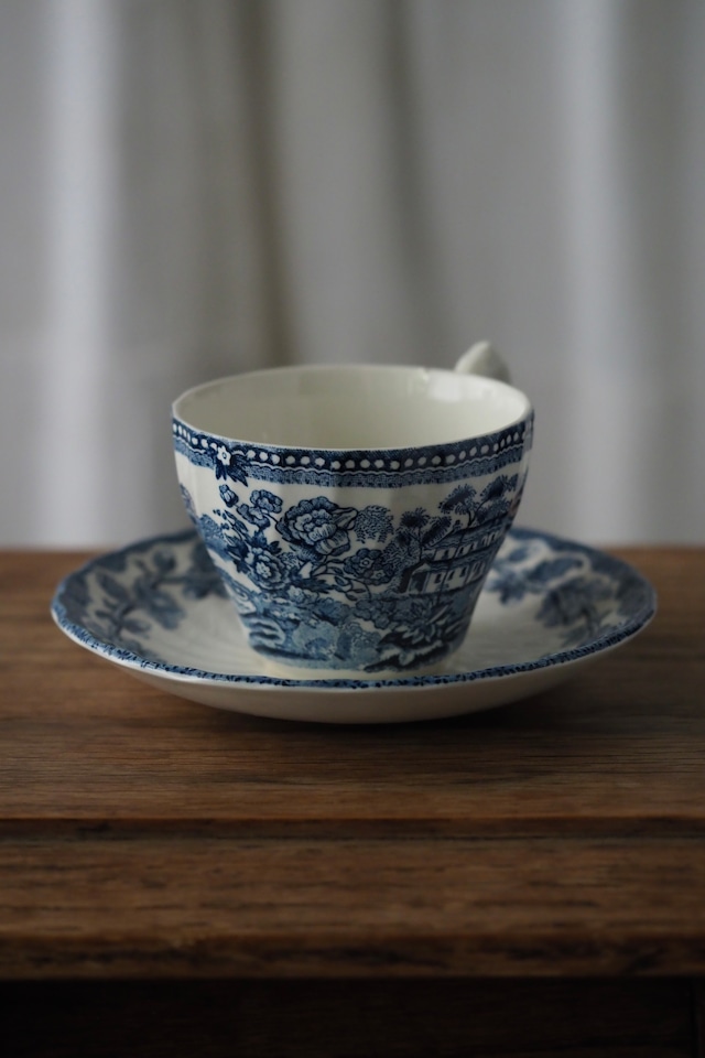藍いろの風景パターン、デミタスC&S-vintage cup & saucer