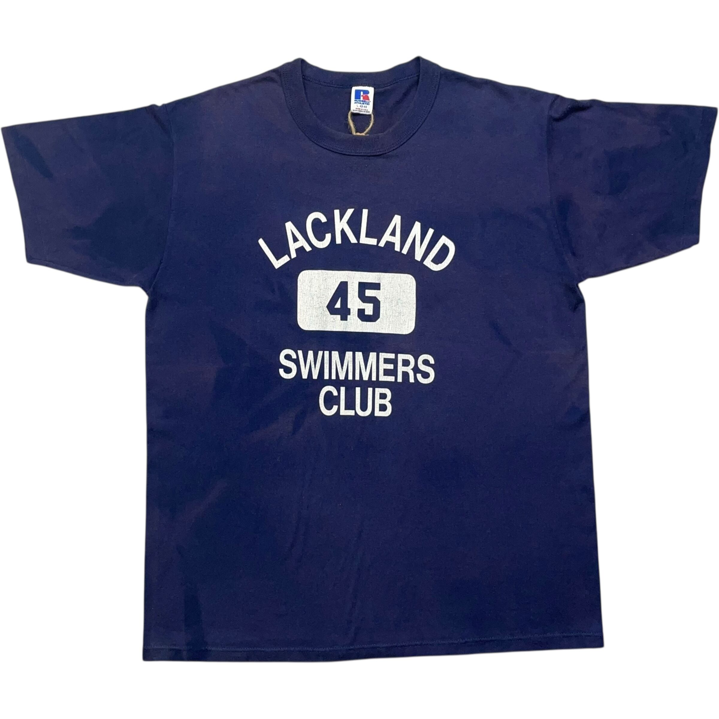 《L》russell athletic ラッセルアスレチック Tシャツ フロントプリント シングルステッチ ネイビー USA製 90年代 vintage no.7530