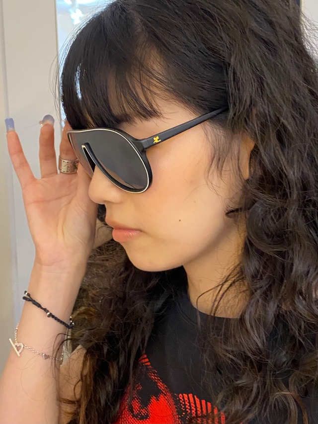 Courreges/ vintage black flame Sunglasses.(O)