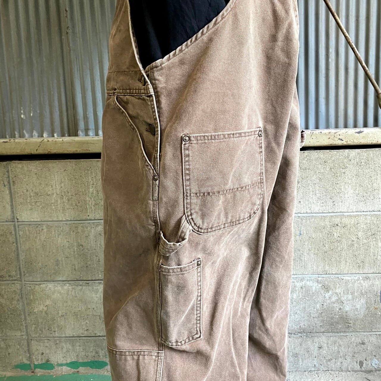 90年代 USA製 Carhartt カーハート オールインワン ワーク ダック地 ベージュ (メンズ 44)   N9102