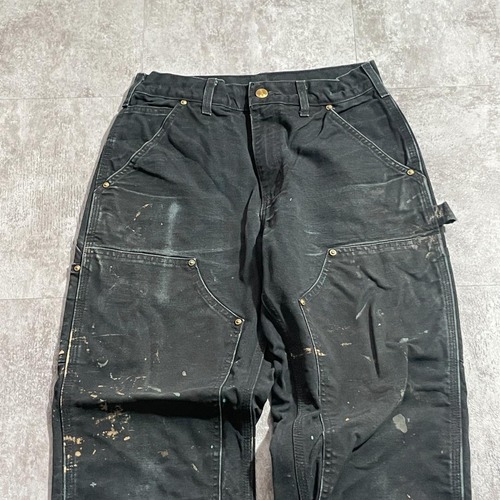 USA製 ブラック ダブルニー Carhartt B01-BLK 28×30 詳細写真3