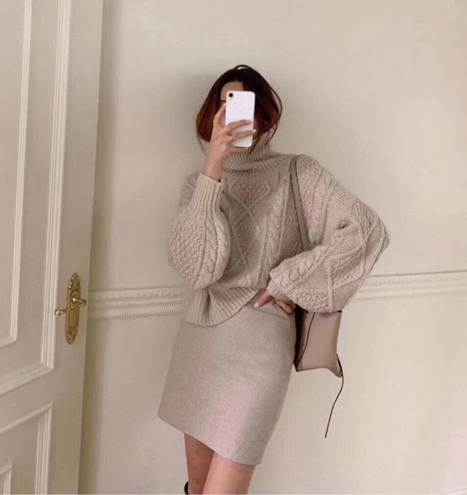 ケーブル編み　タートルネックニット　AJ1079-2329