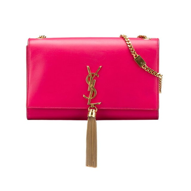 サンローラン YSLロゴ ケイト ミディアム タッセル チェーン ショルダーバッグ 354119 ピンク レザー レディース SAINT LAURENT 【中古】