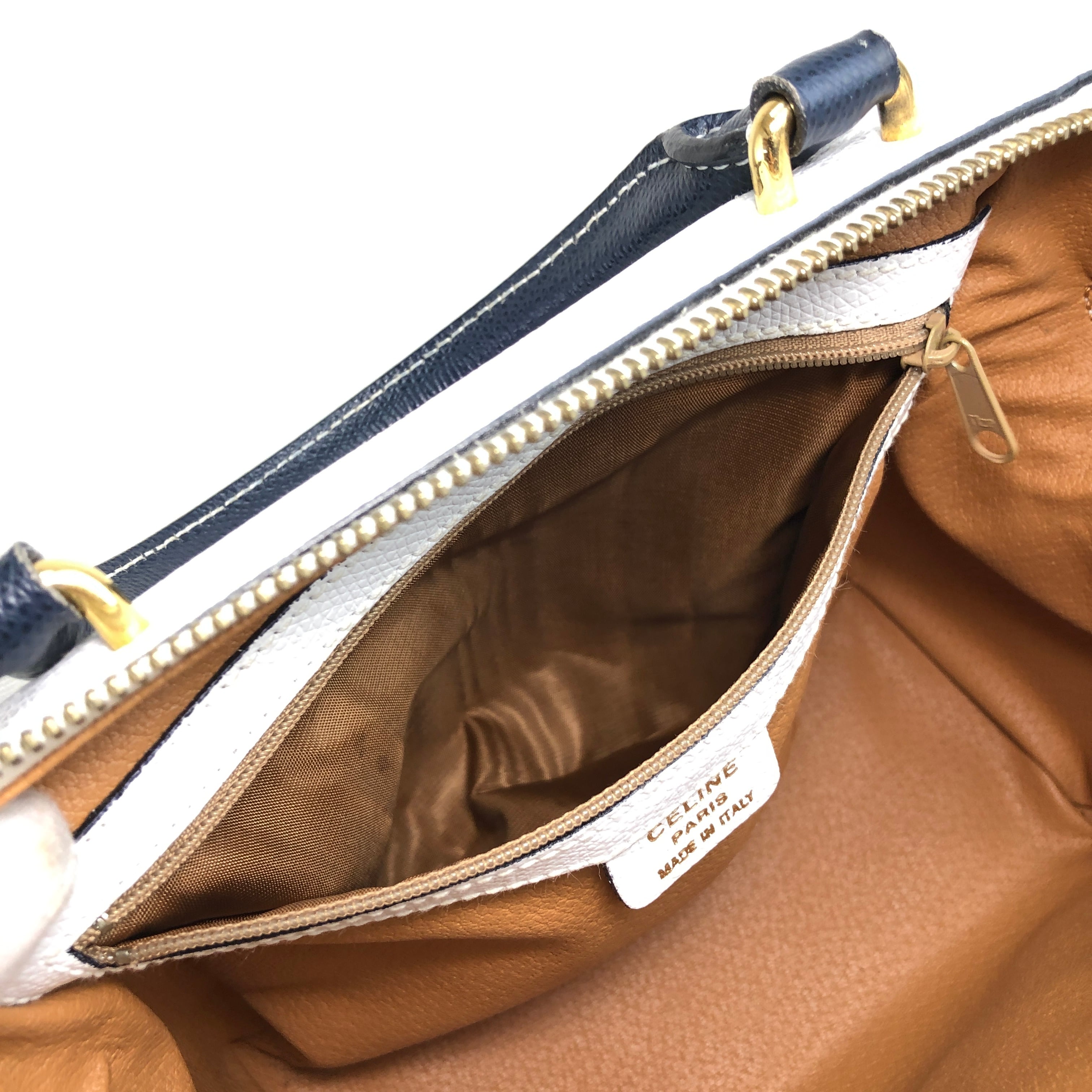 CELINE セリーヌ ショルダーバッグ ホワイト ネイビー バイカラー