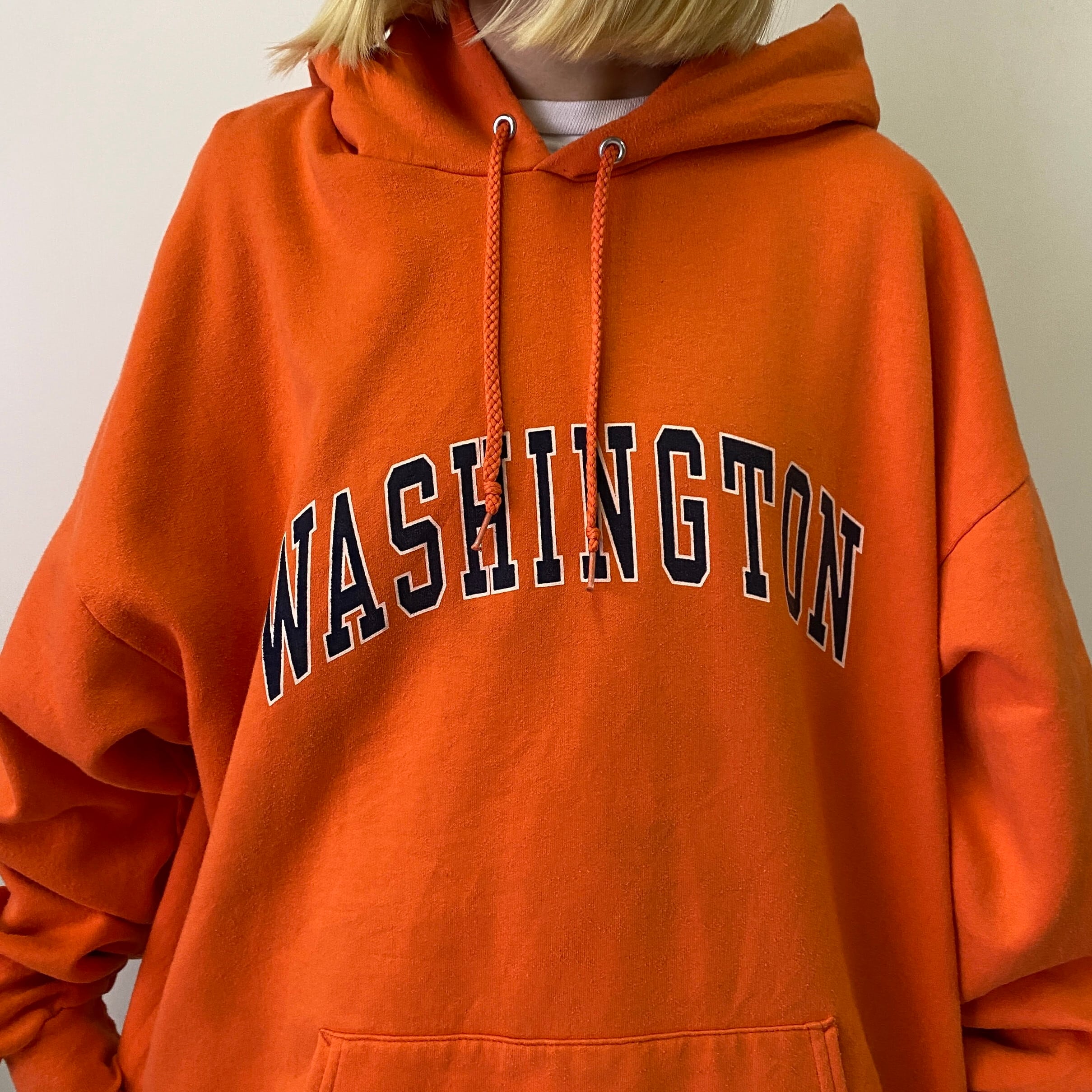 Washington カレッジロゴ プルオーバースウェットパーカー メンズxl 古着 オレンジ パーカー Cave 古着屋 公式 古着通販サイト