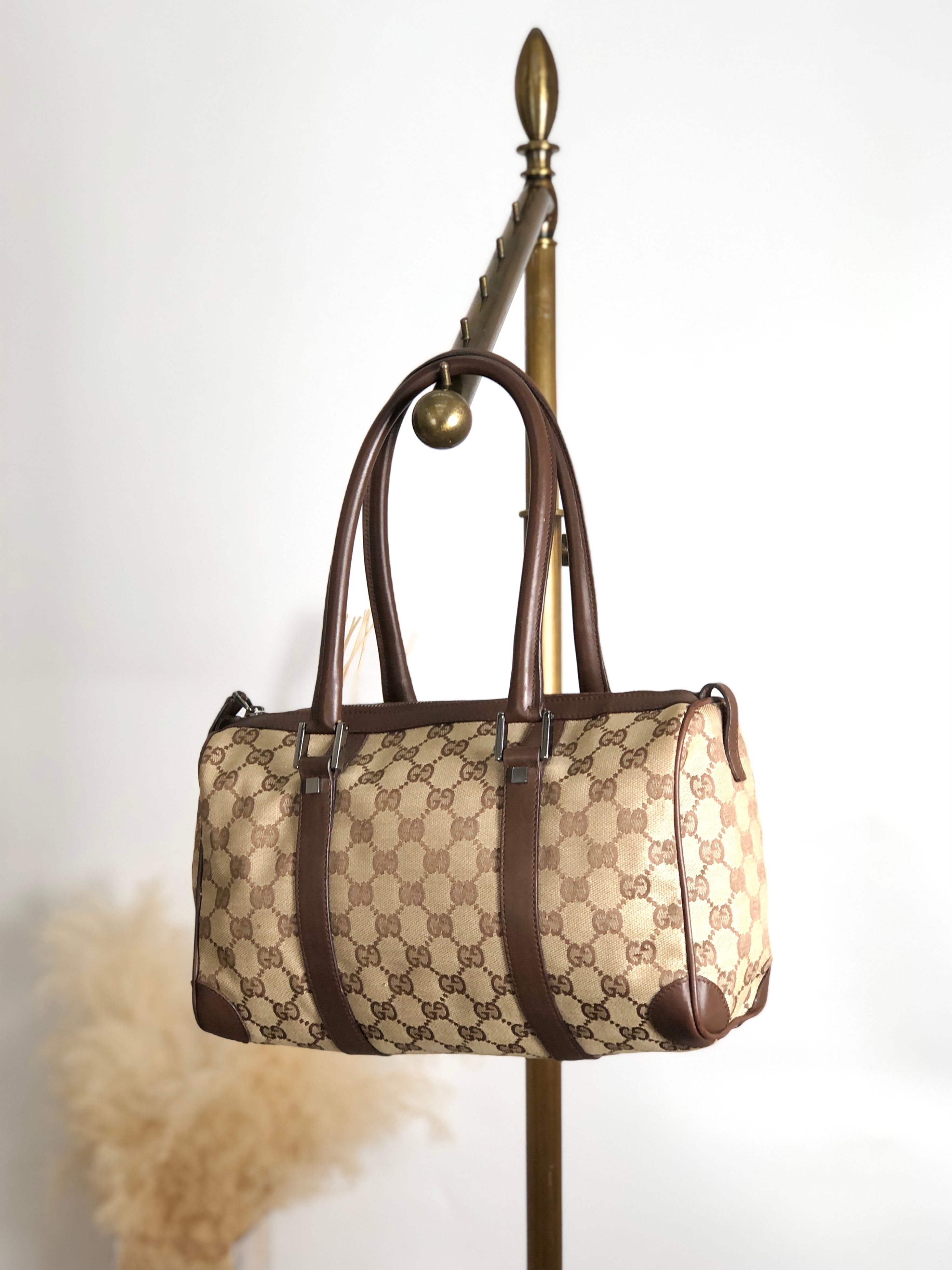 GUCCI グッチ GG ハンドバッグ ブラウン キャンバス ボストン GUCCI グッチ GG ハンドバッグ ブラウン キャンバス ボストン