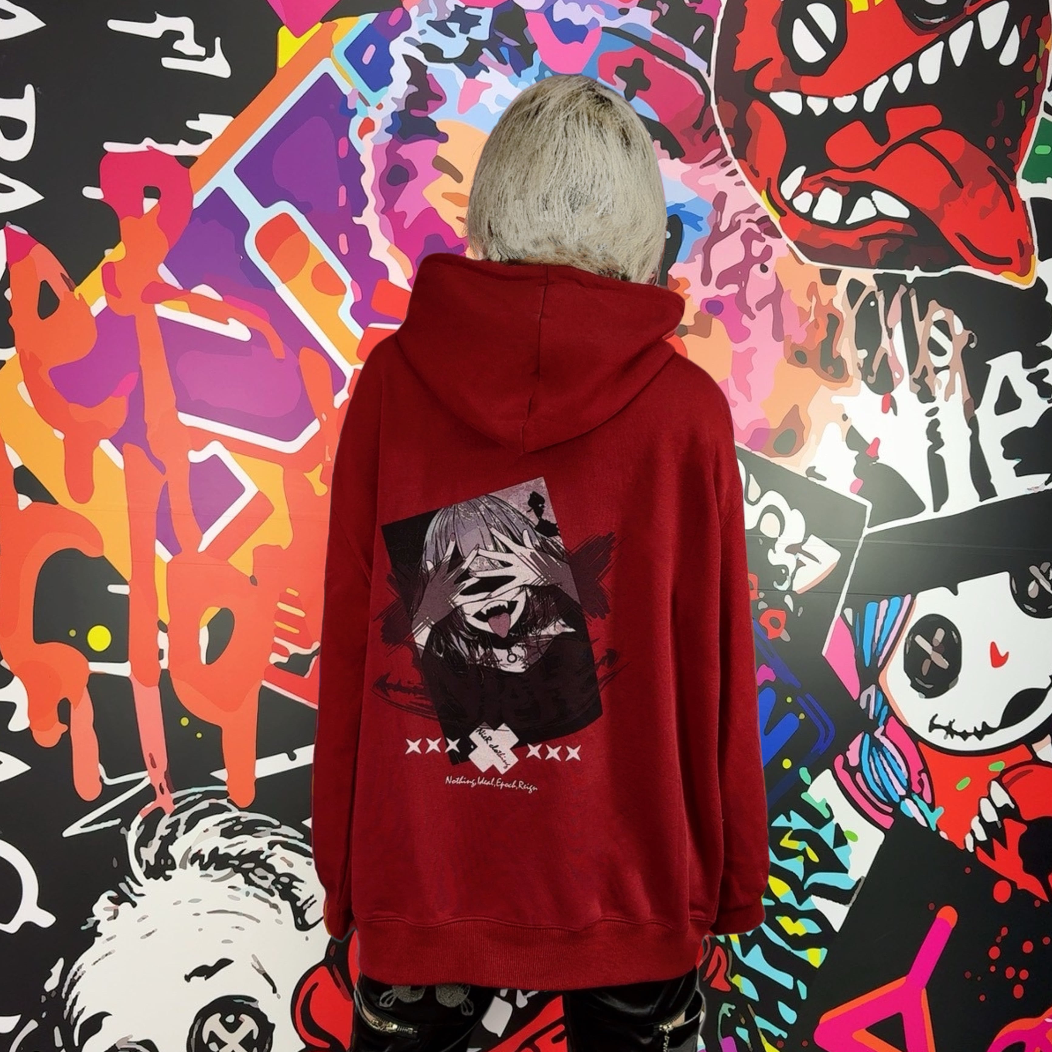 CRIMSON CRAZE HOODIE【FACE LOGO】 | NIER CLOTHING