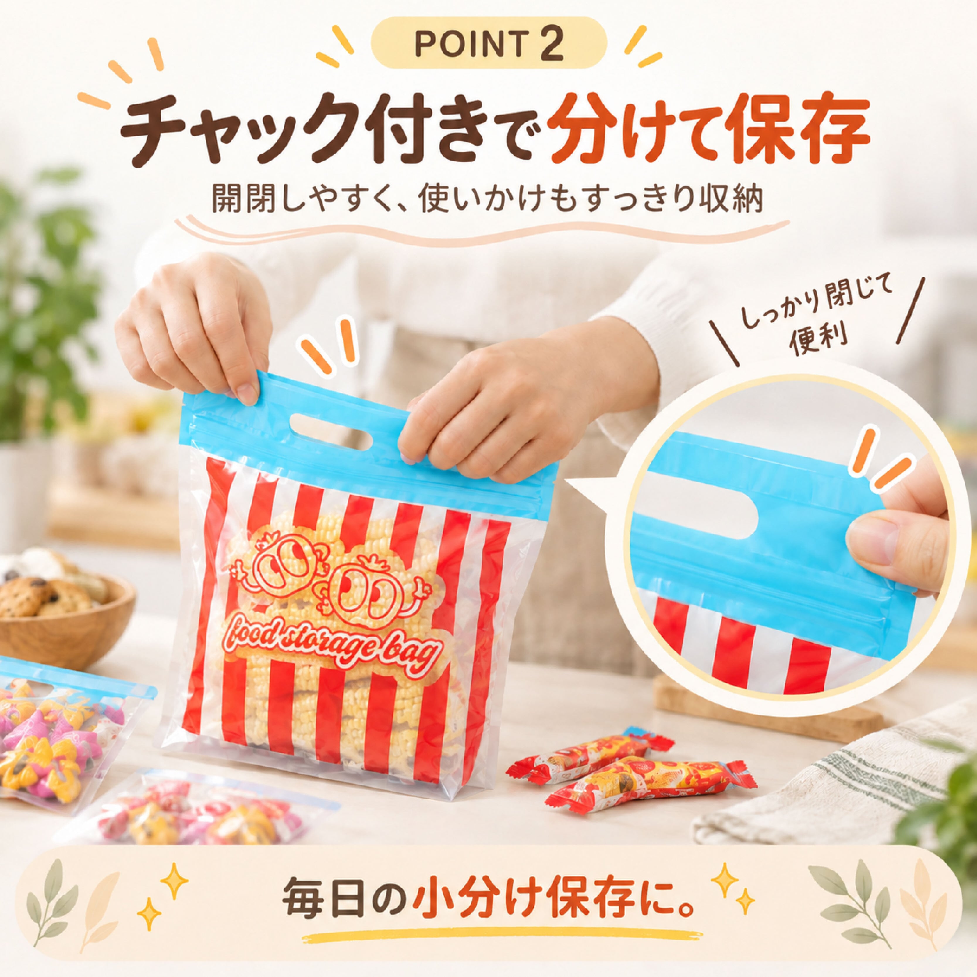 HY 1135 .食品保存袋 チャック付き 保存袋 65枚セット S M Lサイズ 3