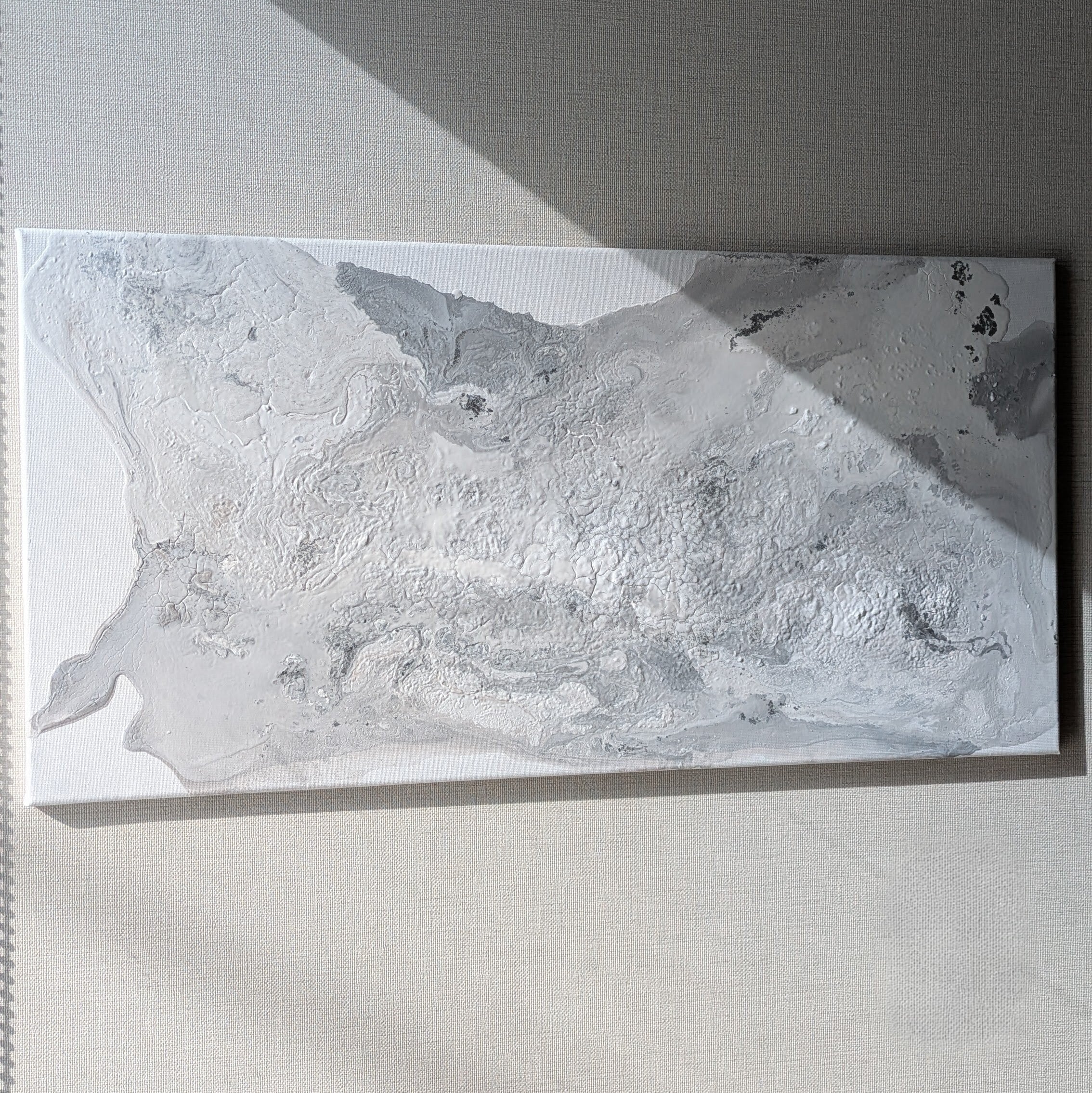 一点物】横長フルイドアート 40×80cm｜グレー×シルバー｜ホテルライク