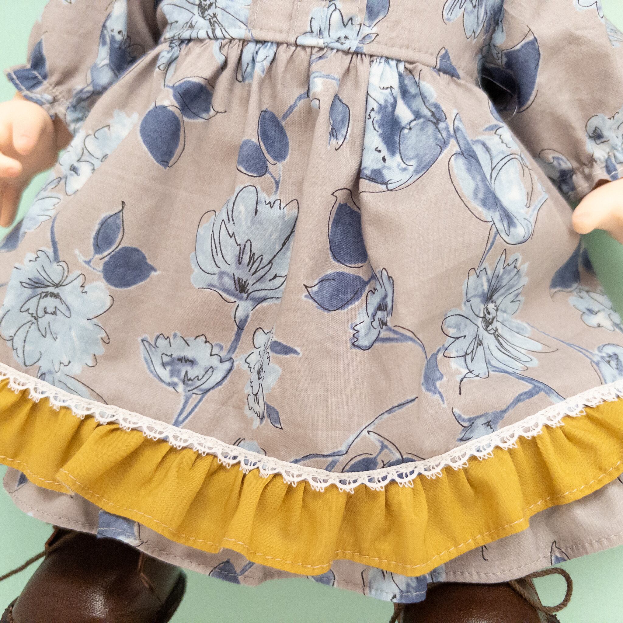 2段フリルワンピース（グレーマスタード）ぽぽちゃん | dollkamiyu