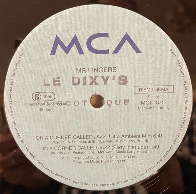 MR.FINGERS "ON A CORNER CALLED JAZZ" 12" EAD RECORD