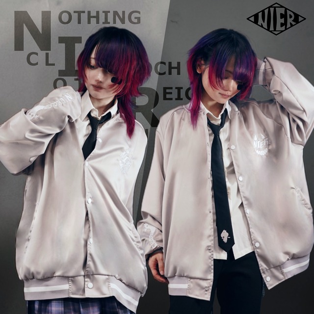 《3/30.31日限定半額プレゼント》刺繍デザインSATIN LIKE LIGHT BLOUSON【DEVIL】