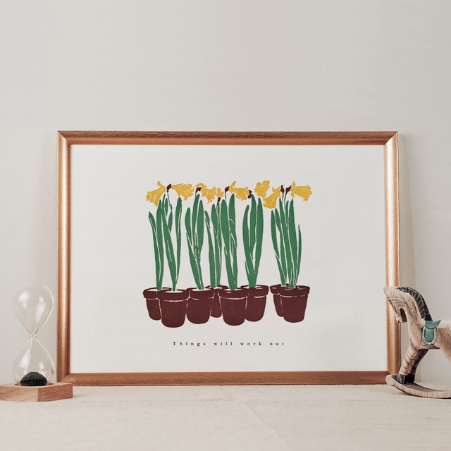 P064／Vintage Flower Illustration／A4～／アートポスター／インテリア／おしゃれ