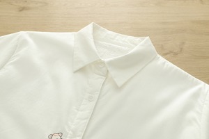 猫柄刺繍入り 裏起毛長袖シャツ H 27957